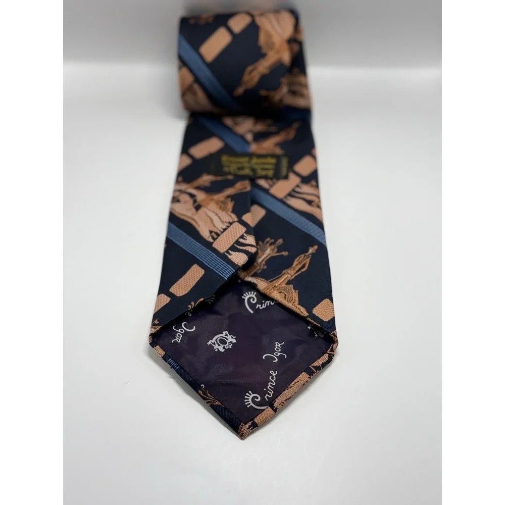 Eugene Jacobs Ornate Gray Tie Floral Embroidery 100% Silk Prince Igor